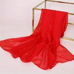 Scarf Chiffon Red Long